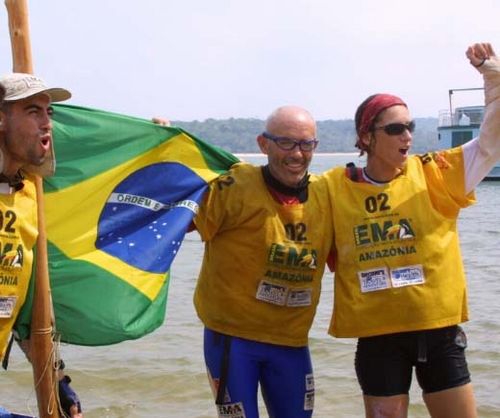 Os atletas Rafael Campos  Luiz Antonio e Marina Verdini  vice-campeões na EMA Amazônia. (foto: Gustavo Mansur/ www.webventure.com.br)