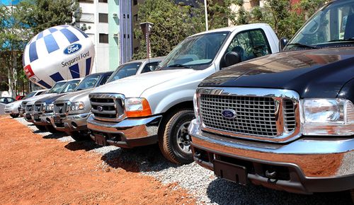 Pick-ups enfeitam o test-drive em Goiânia. (foto: Enio Tavares)