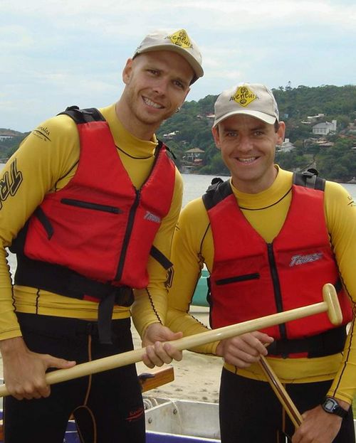 Fernando Scherer e Gustavo Selbach  durante a gravação do programa. (foto: Divulgação)