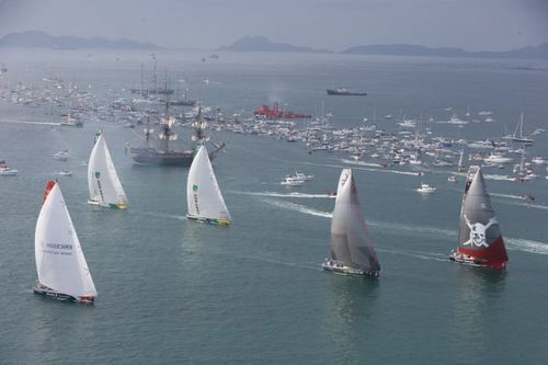 Largada da primeira perna em Vigo  Espanha (foto: Divulgação/ VOR)