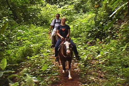 Turistas passeiam a cavalo na reserva florestal RioSParaíso (foto: Renata Falzoni)