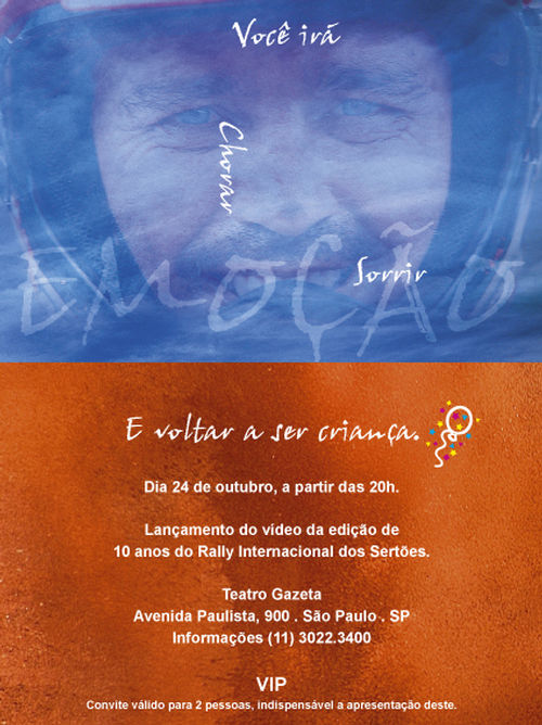 Convite da festa de lançamento do vídeo oficial do Sertões 2002 (foto: Arte final: Caixa Preta)